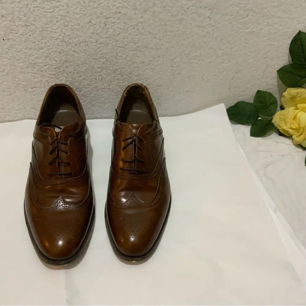 Mario Bruni Brown Lace Wingtip Shoe Mens Size 10N Made In Italy Very Good